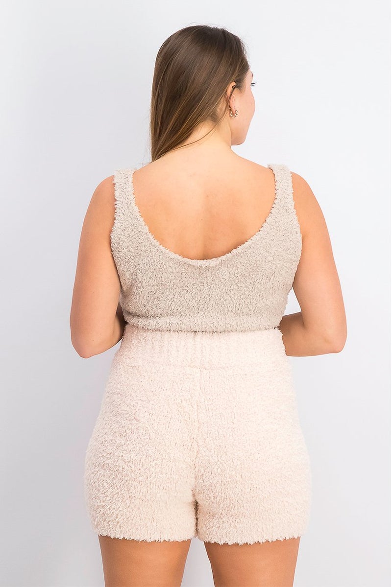 XOXO Women Round Neck Textured Sleeveless Crop Top, Light Brown - Image 2